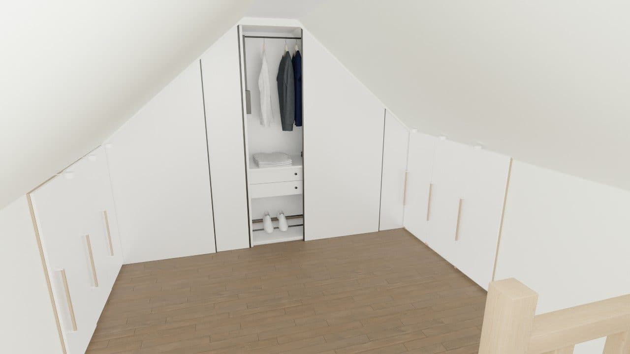 3D-visualisatie van de dressing op zolder in Evergem
